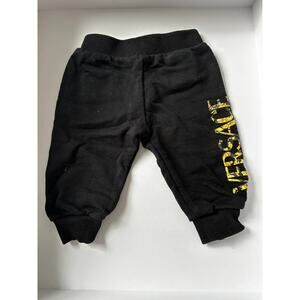 VERSACE BLACK COTTON LOGO BABY JOGGERS